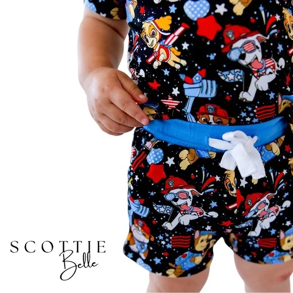 New Scottie Belle Bamboo Paw Patrol Patriotic Shorts & T-Shirt Lounge Set 12-18m - Picture 4 of 16